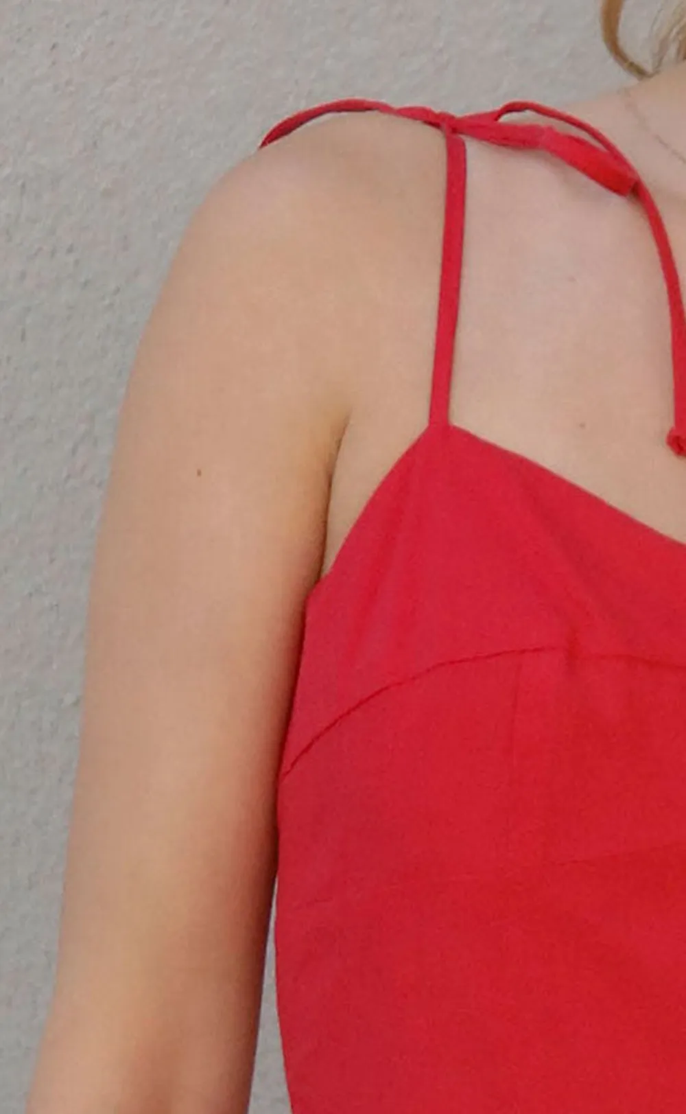 Red Spaghetti Strap Ruffled Mini Dress