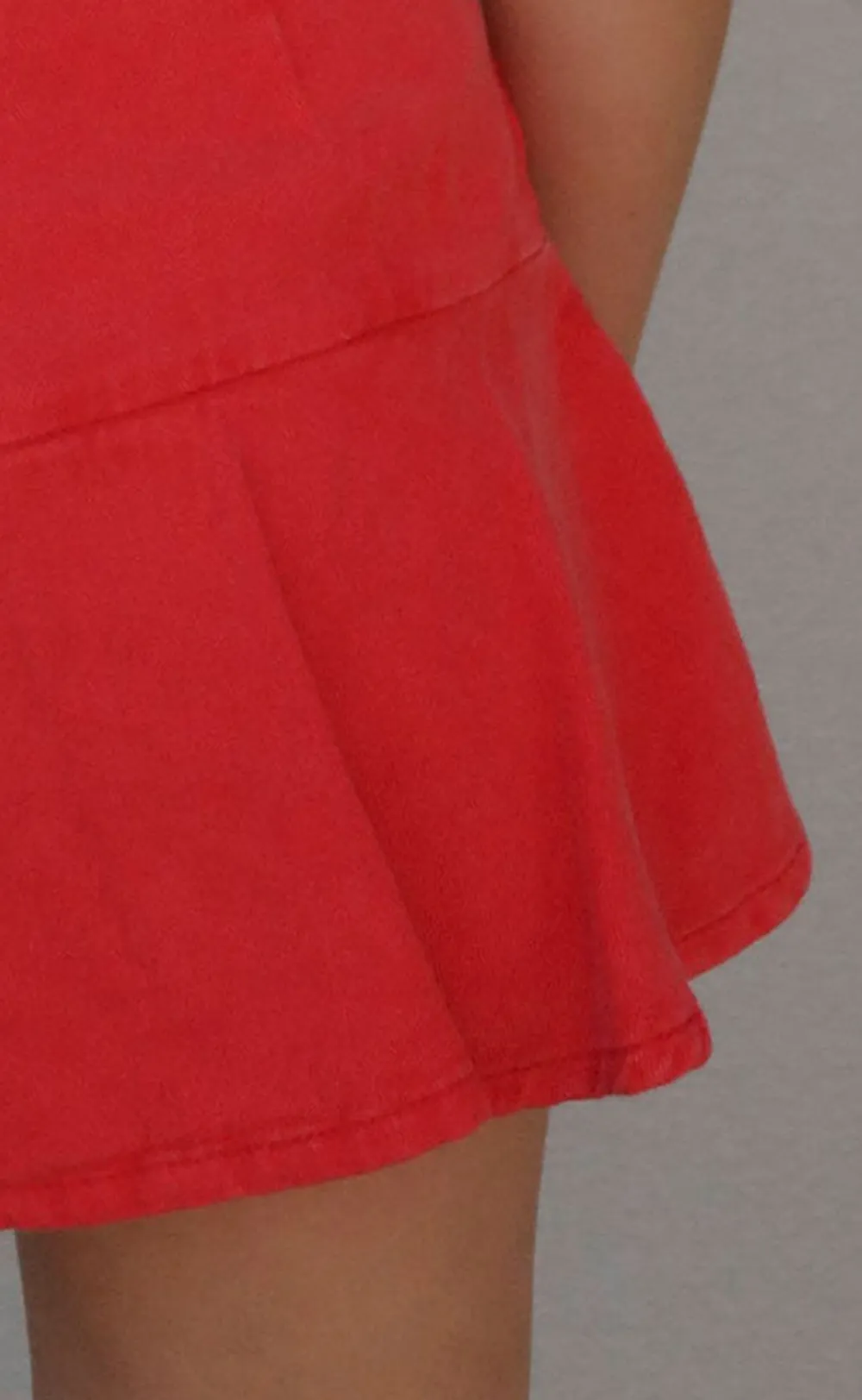 Red Drawstring Mini Skirt