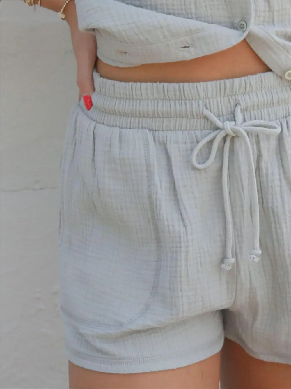 Light Gray Drawstring Shorts