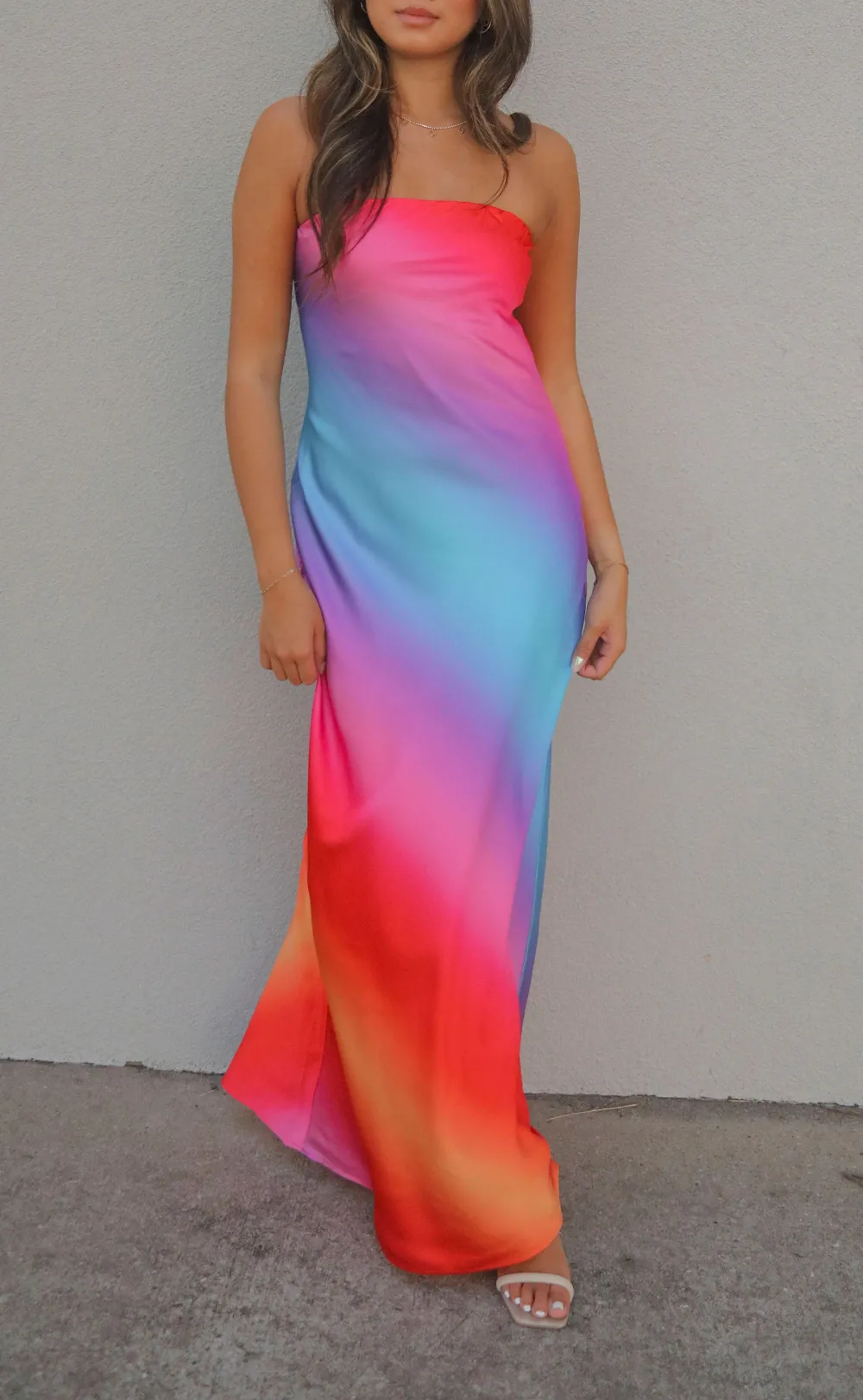 Ombre Strapless Maxi Dress