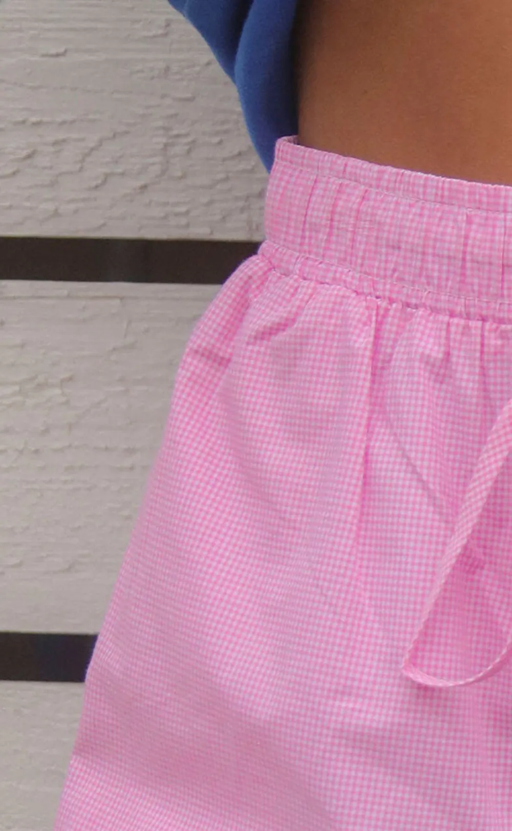 Pink Drawstring Elastic Waist Shorts