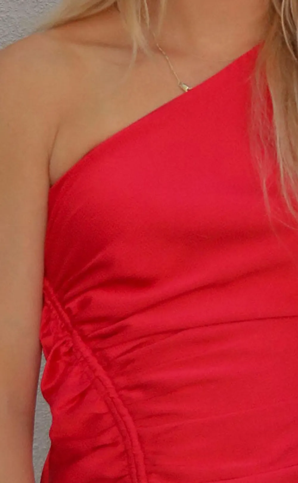 Red One Shoulder Ruched Mini Dress