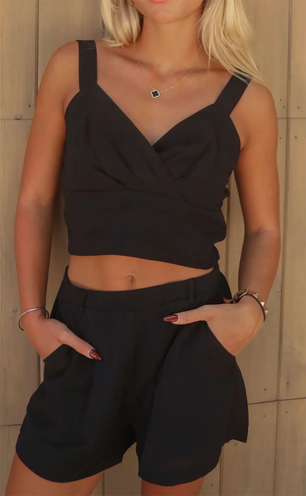 Wrap Style Crop Top and Shorts Set